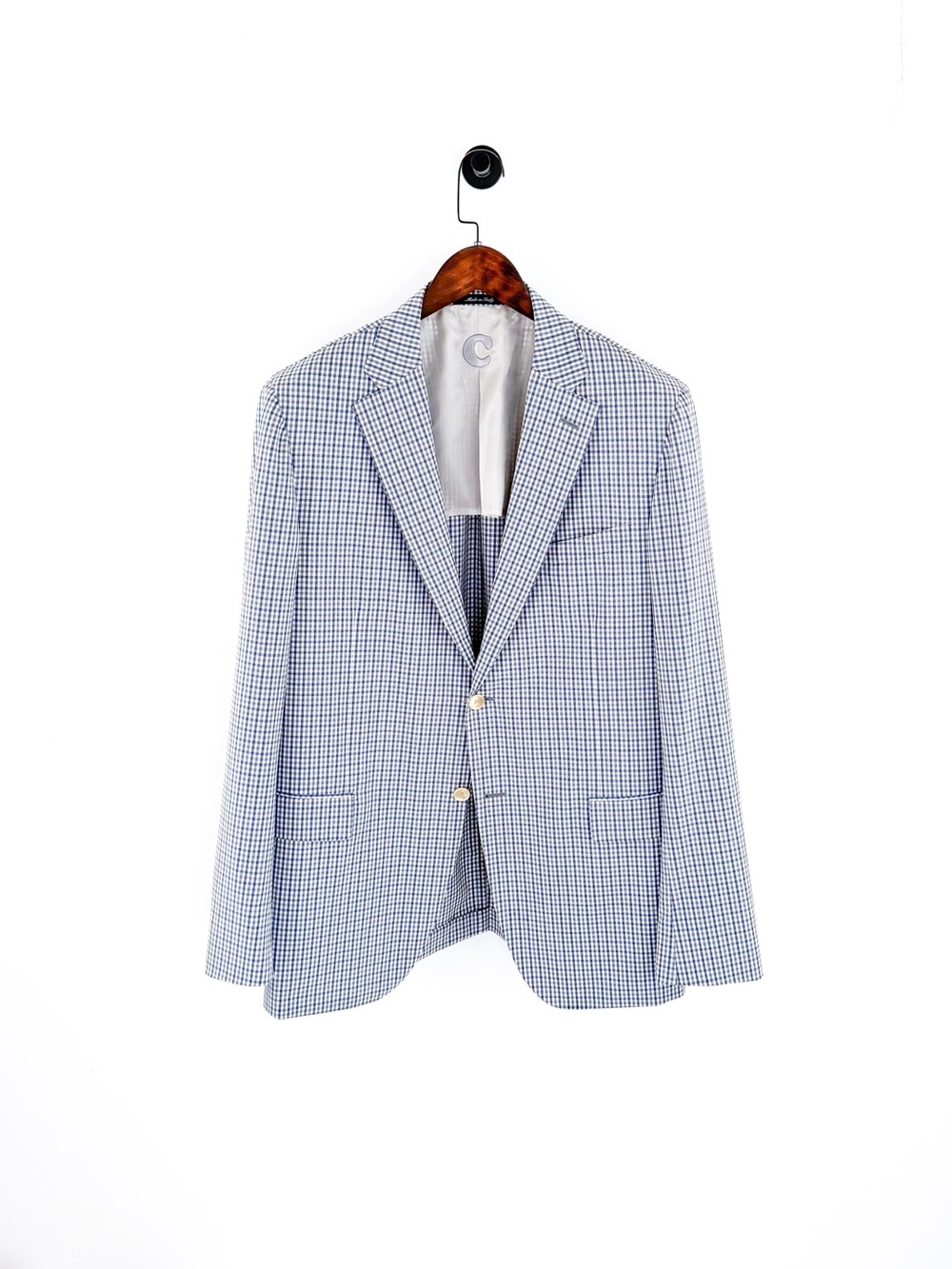 NEW Caruso Classic Men's Italian Wool Blue Check Blazer Sport Coat 46L - Picture 3 of 16